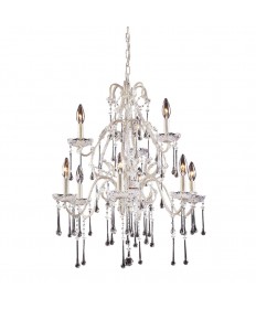 ELK Lighting 4003/6+3CL Opulence 9 Light Chandelier in Antique White and Clear Crystal