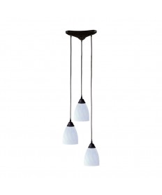 ELK Lighting 406-3WH Classico 3 Light Pendant in Dark Rust and Simply White Glass