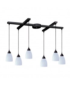 ELK Lighting 406-6WH Classico 6 Light Pendant in Dark Rust and Simply White Glass