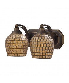ELK Lighting 570-2B-GLD 2 Light Vanity in Aged Bronze and Gold Mosaic Glass
