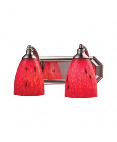 ELK Lighting 570-2N-FR 2 Light Vanity in Satin Nickel and Fire Red Glass