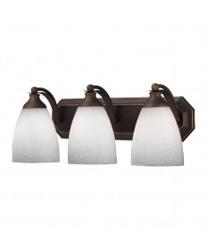 ELK Lighting 570-3B-WH 3 Light Vanity in Aged Bronze and Simply White Glass