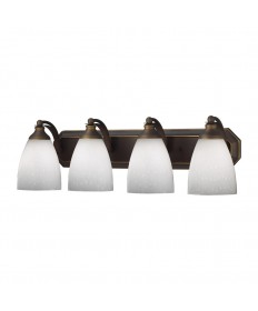 ELK Lighting 570-4B-WH 4 Light Vanity in Aged Bronze and Simply White Glass