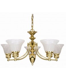 Nuvo Lighting 60/357 Empire 6 Light 26 inch Chandelier with Alabaster Glass Bell Shades