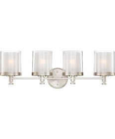 Nuvo Lighting 60/4644 Decker 4 Light Vanity Fixture with Clear & Frosted Glass