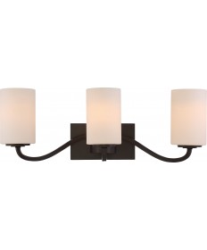 Nuvo Lighting 60/5903 Willow 3 Light Vanity Fixture with White Glass