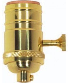 Satco 80/1319 Satco 3 Piece Stamped Solid Brass 3 Way (2 Circuit) Turn Knob Socket