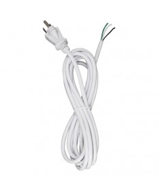 Satco 90/2413 Lamp Cord with Plug 10 FT Heavy Duty 3 Prong White 18/3