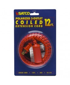 Satco 93/174 Satco 93-174 Red 12FT Coiled (Extended) Extension Cord
