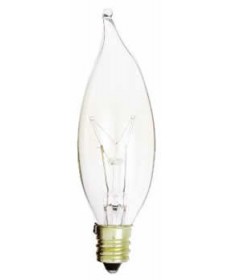 Satco S3274 25CA8 25 Watt 120 Volt CA8 Candelabra Base Clear Decorative Turn-Tip Light Bulb