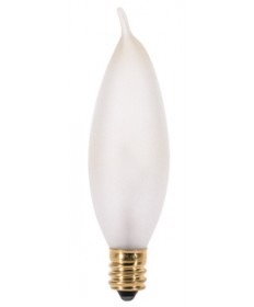 Satco A3677 15CA8/F 15 Watt 130 Volt CA8 Candelabra Base Frosted Decorative Turn-Tip Incandescent Light Bulb