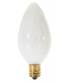 Satco S2761 Satco 15F10/W 15 Watt 120 Volt F10 Candelabra Base White Flame Tip Incandescent Light Bulb