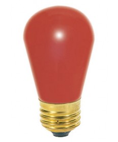 Satco 11S14/R 11 Watt 130 Volt S14 Medium Base Ceramic Red Incandescent Carded Light Bulb